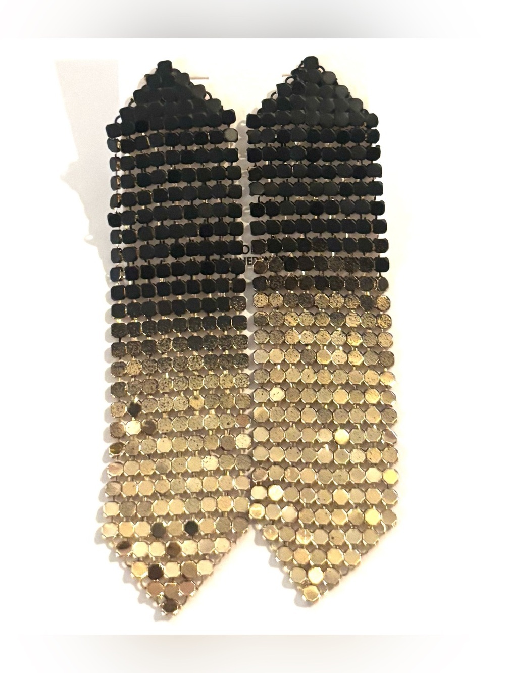 Fashion Jewelry Black and Gold Sequin Dangle Earrings